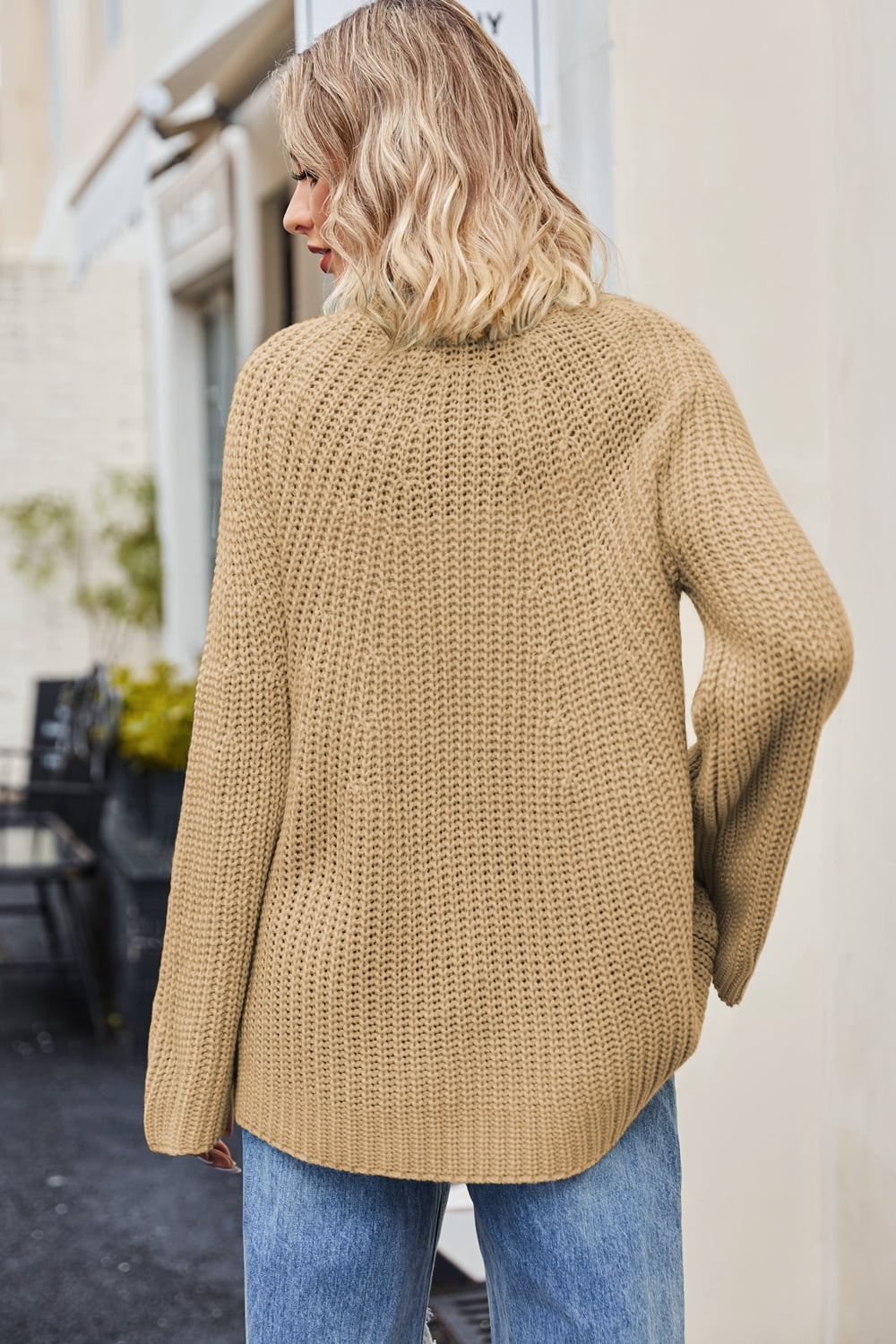 Aura Stylo - Raglan Sleeve Waffle Knit Sweater