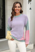 Aura Stylo - Angel Wings Color Block Round Neck Drop Shoulder Sweater