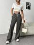 Drawstring Wide Leg Pants with Pockets