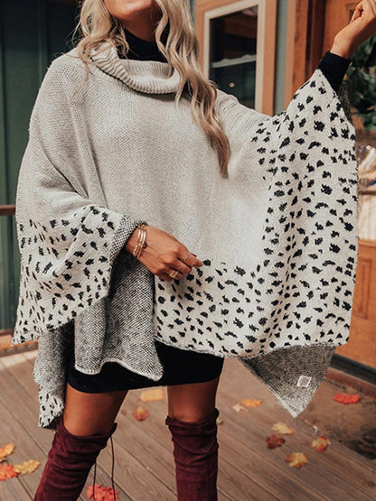 Aura Stylo - Leopard Turtleneck Poncho