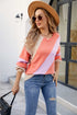 Aura Stylo - Angel Wings Color Block Ribbed Round Neck Sweater