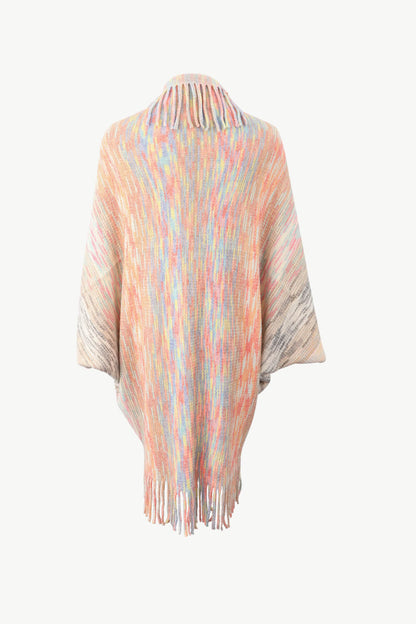 Aura Stylo - Multicolored Fringe Trim Poncho