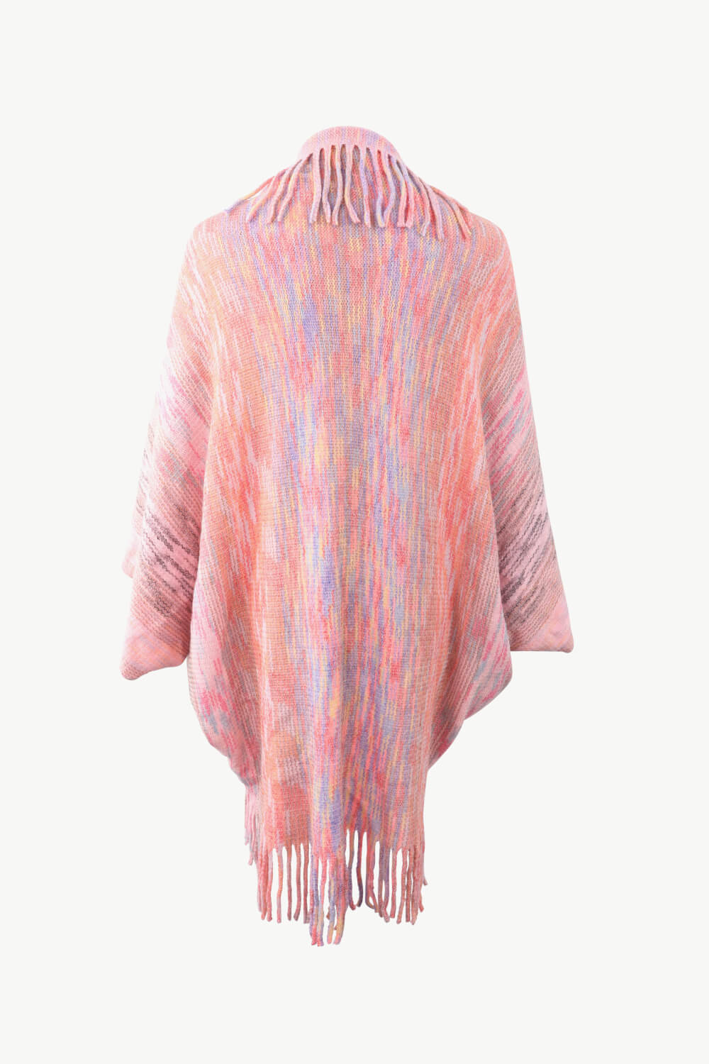 Aura Stylo - Multicolored Fringe Trim Poncho