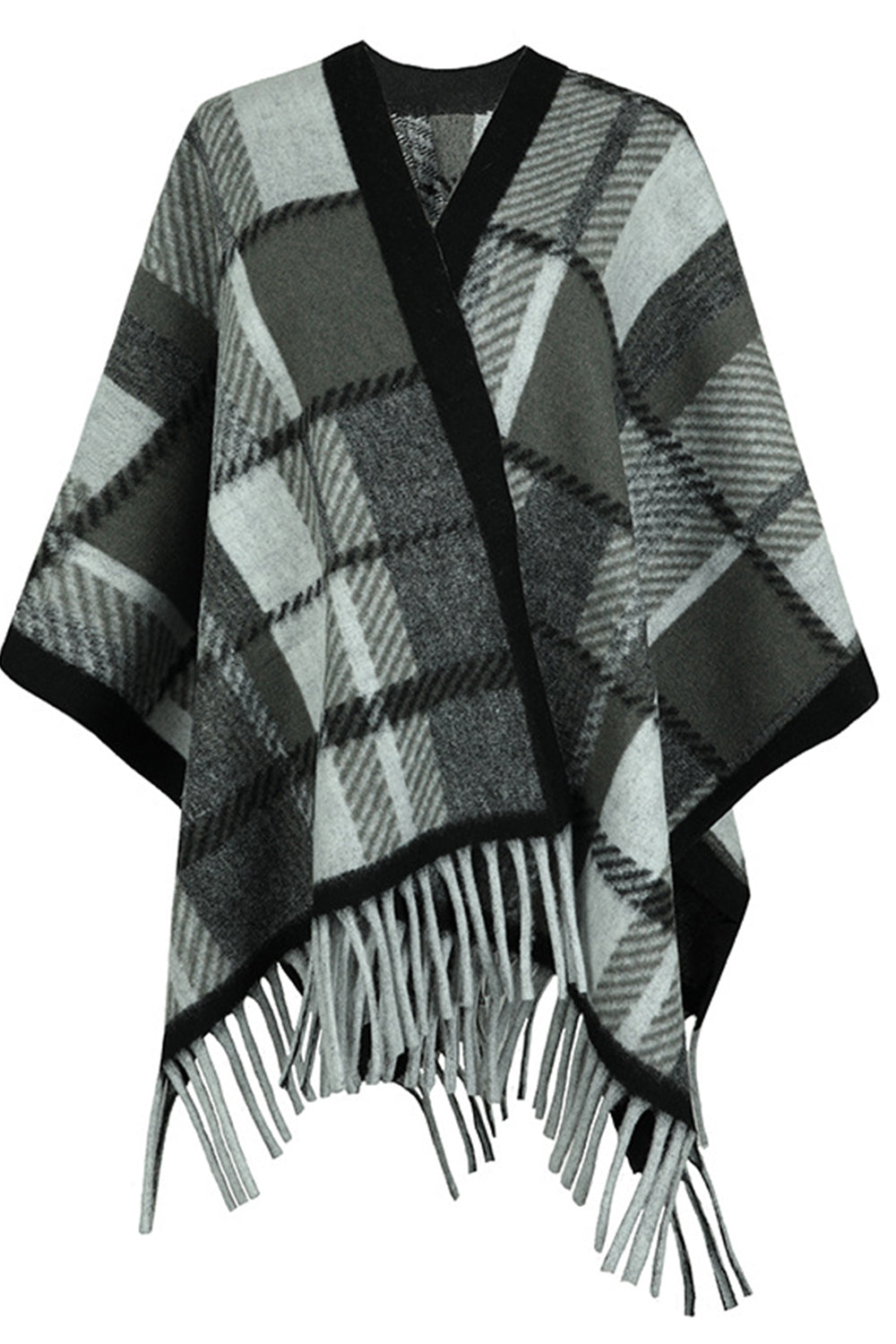 Aura Stylo - Cloak Sleeve Fringe Detail Poncho