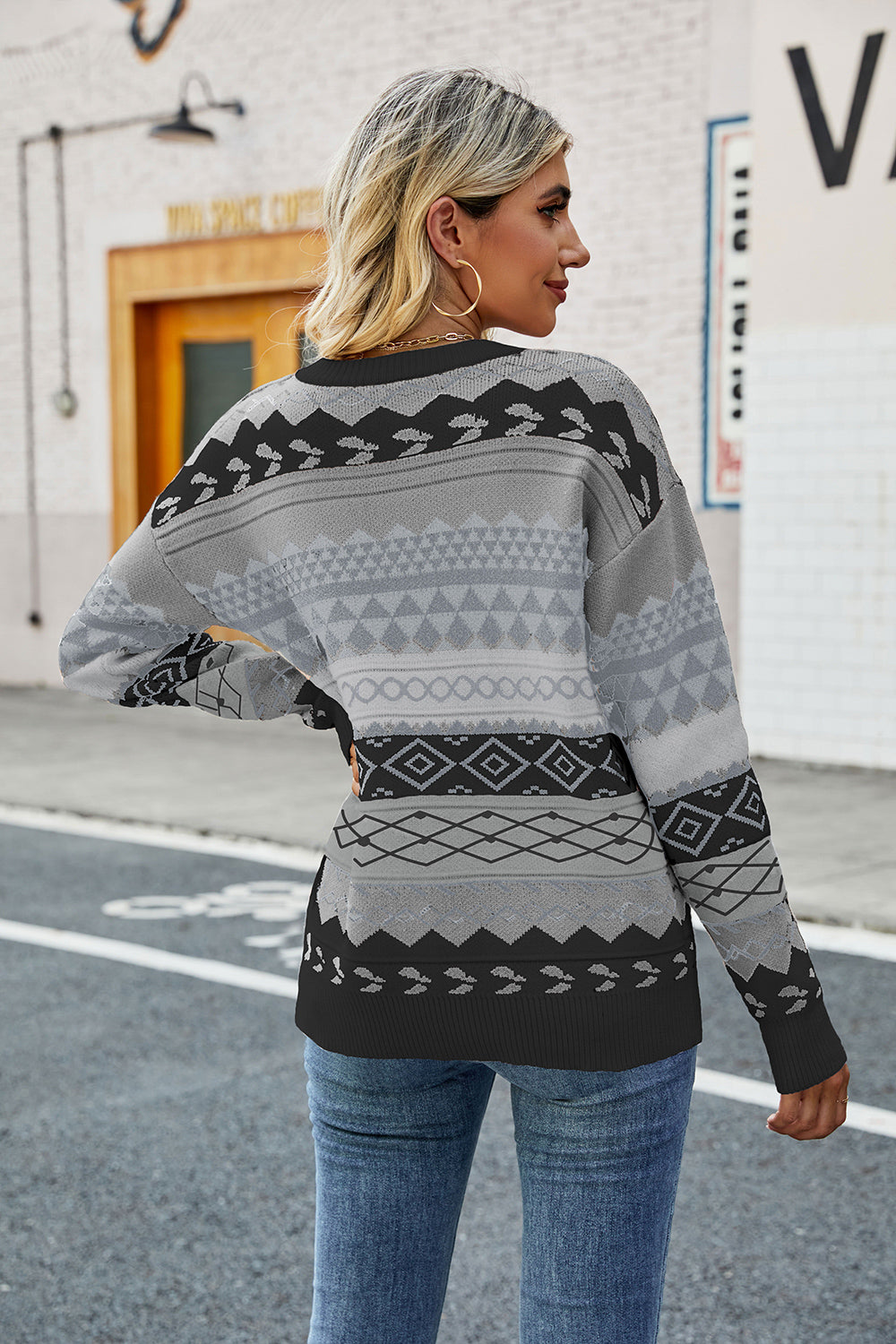 Aura Stylo - Round Neck Drop Shoulder Sweater