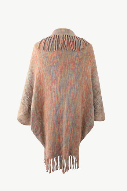 Aura Stylo - Multicolored Fringe Trim Poncho