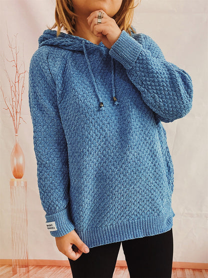 Aura Stylo - Drawstring Long Sleeve Hooded Sweater