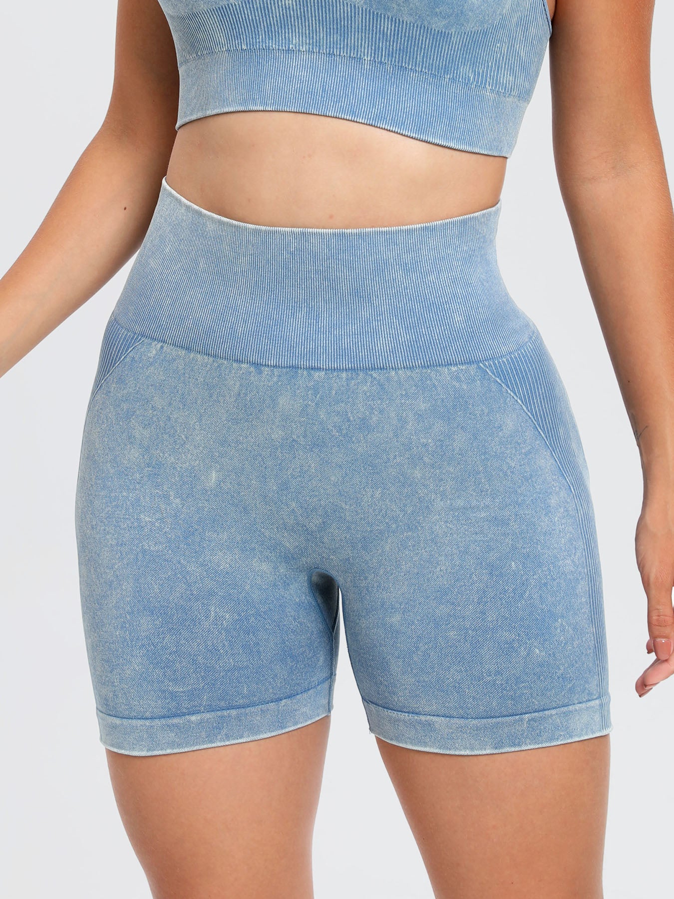 Aura Stylo - Washed High Waist Active Shorts