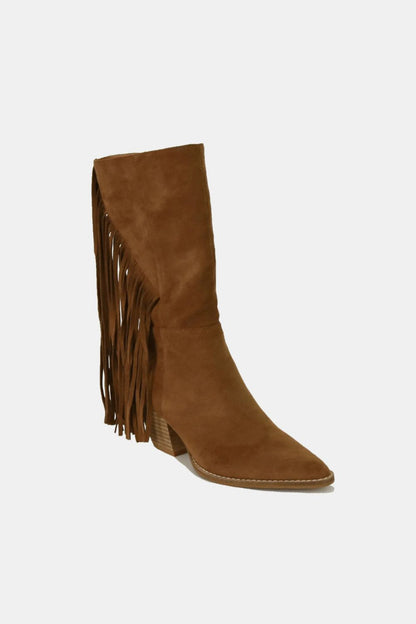 Aura Stylo - Beast Fashion Suede Fringe Point Toe Boots