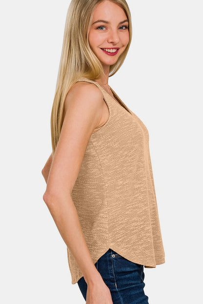 Zenana Curve Flow V-Neck Hem Tank