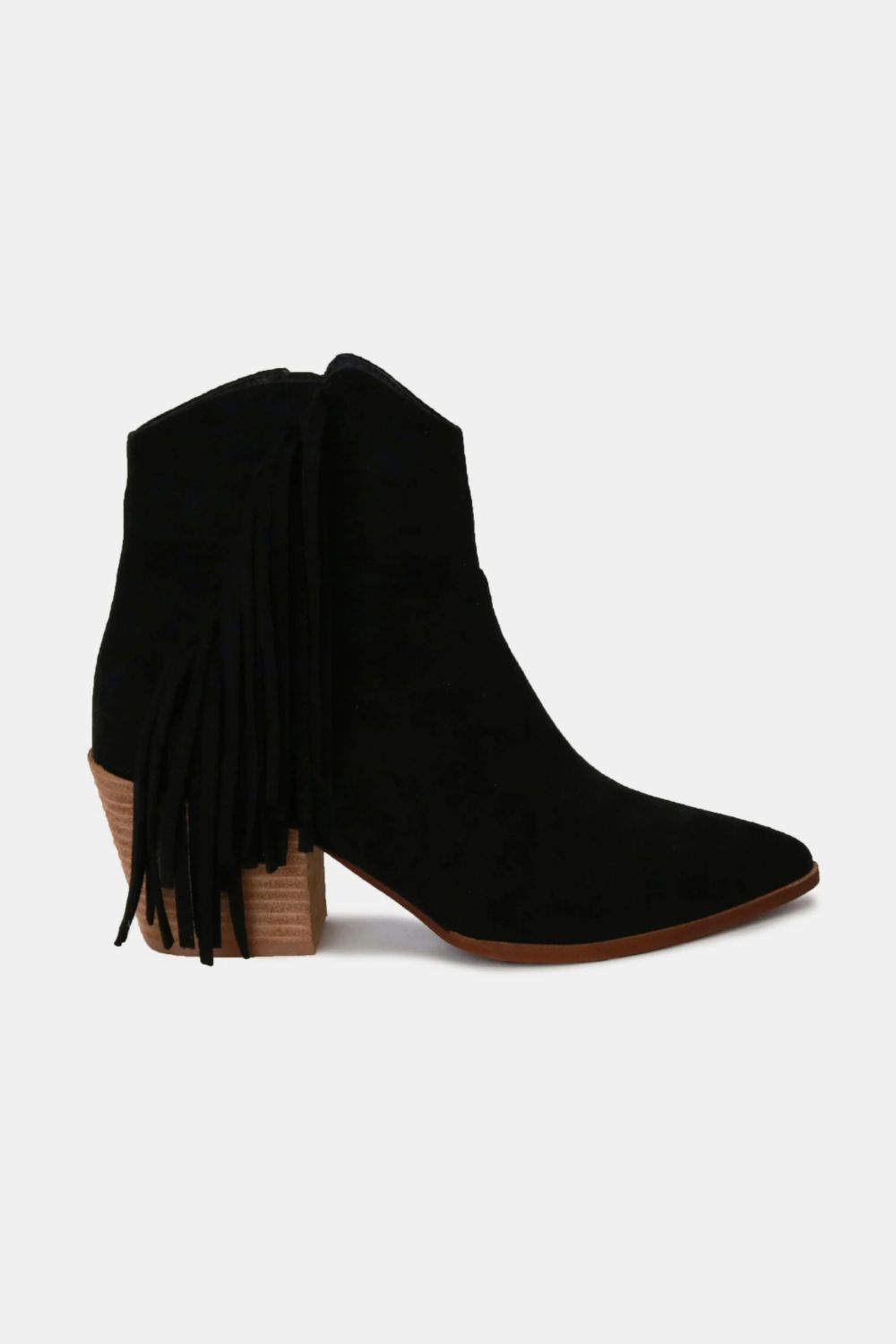 Aura Stylo - Beast Fashion Suede Fringe Point Toe Ankle Boots