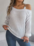 Aura Stylo - Asymmetrical Neck Long Sleeve Sweater