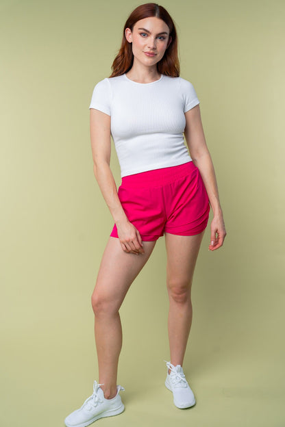 Aura Stylo - White Birch Full Size High Waisted Knit Shorts