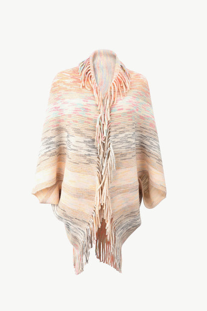 Aura Stylo - Multicolored Fringe Trim Poncho