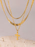 Aura Stylo - 18K Gold-Plated Three-Layered Cross Necklace