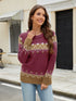 Aura Stylo - Contrast Round Neck Long Sleeve Sweater