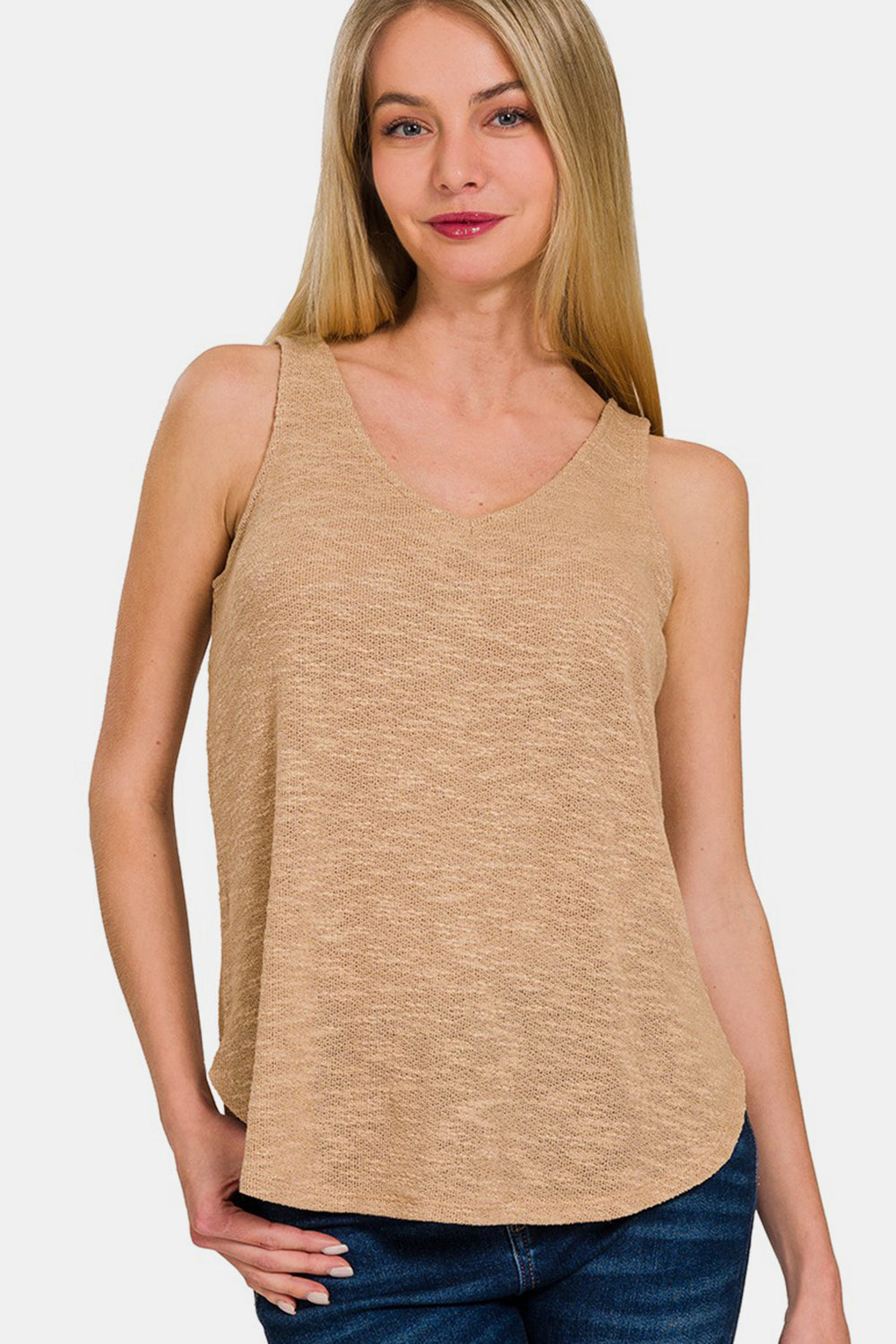 Zenana Curve Flow V-Neck Hem Tank