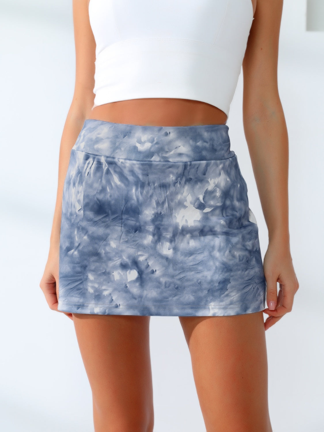 Aura Stylo - Quick-Dry Tie-Dye Wide Waistband Active Tennis Skirt