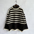 Aura Stylo - Striped Turtleneck Flare Sleeve Sweater