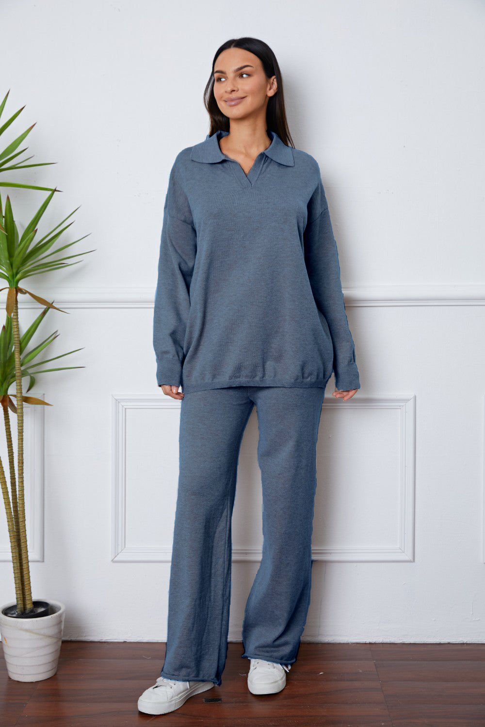 Aura Stylo - Dropped Shoulder Sweater and Long Pants Set