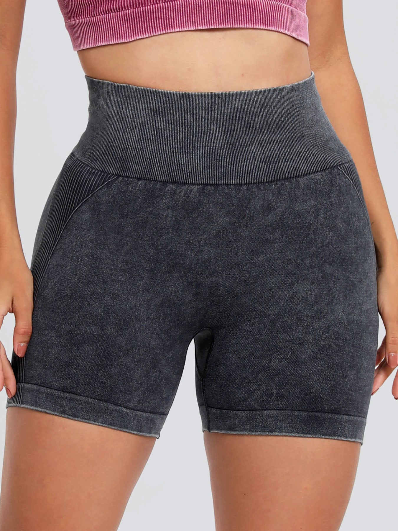 Aura Stylo - Washed High Waist Active Shorts