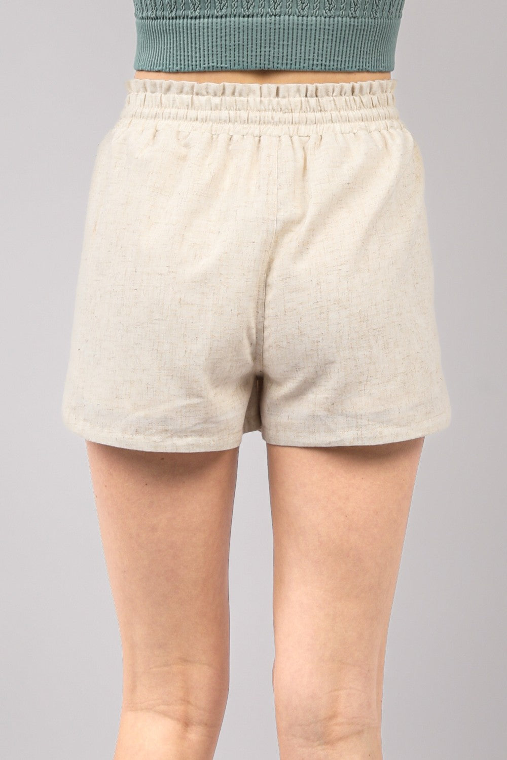 Aura Stylo - VERY J Drawstring Elastic Waist Linen Shorts