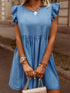 Aura Stylo - Full Size Ruffled Round Neck Cap Sleeve Denim Dress