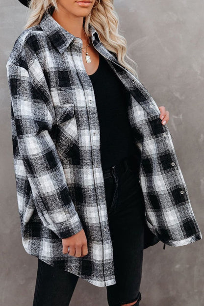 Aura Stylo - Full Size Plaid Collared Neck Long Sleeve Shirt