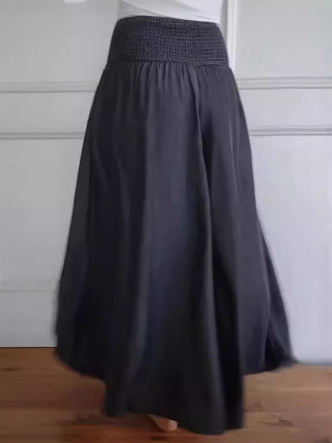 Aura Stylo - Full Size Smocked Wide Leg Pants with Pockets