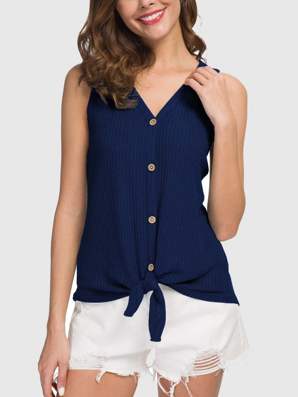 Sophisticated Tied V-Neck Tank