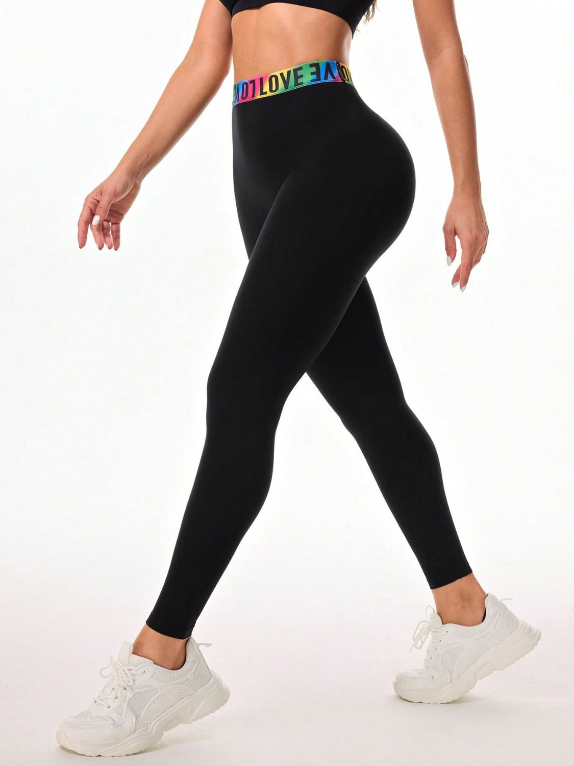 Aura Stylo - Letter Printed High Waist Active Leggings