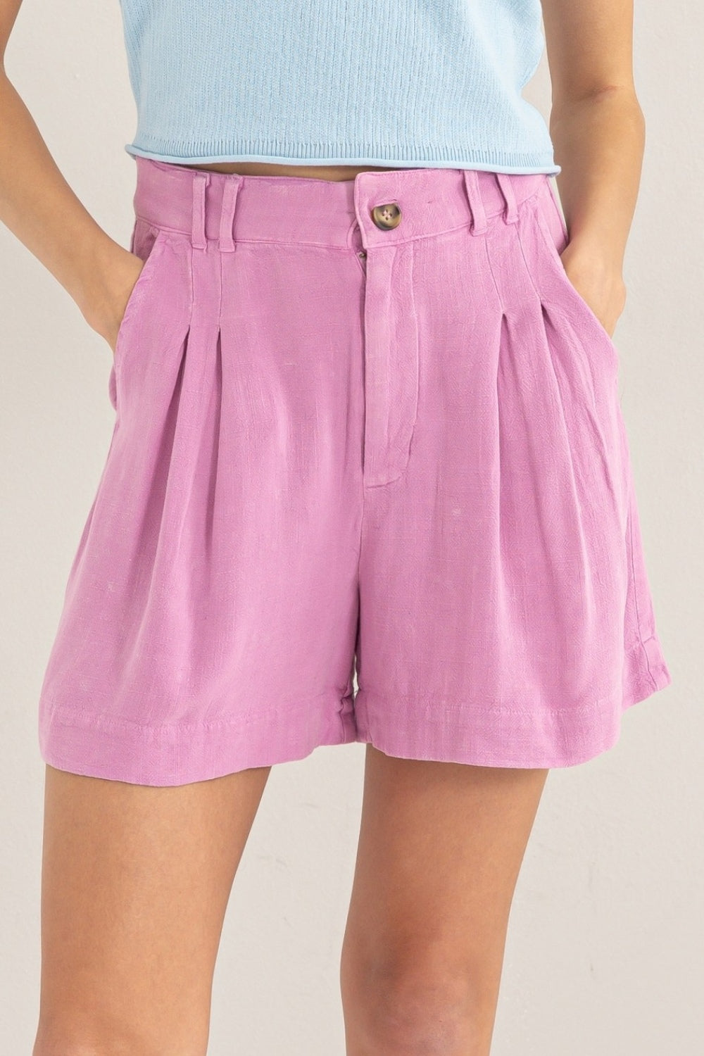 Aura Stylo - HYFVE High Waist Pleated Linen Shorts