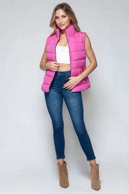 Snobbish Zip Up Turtleneck Vest with Pockets