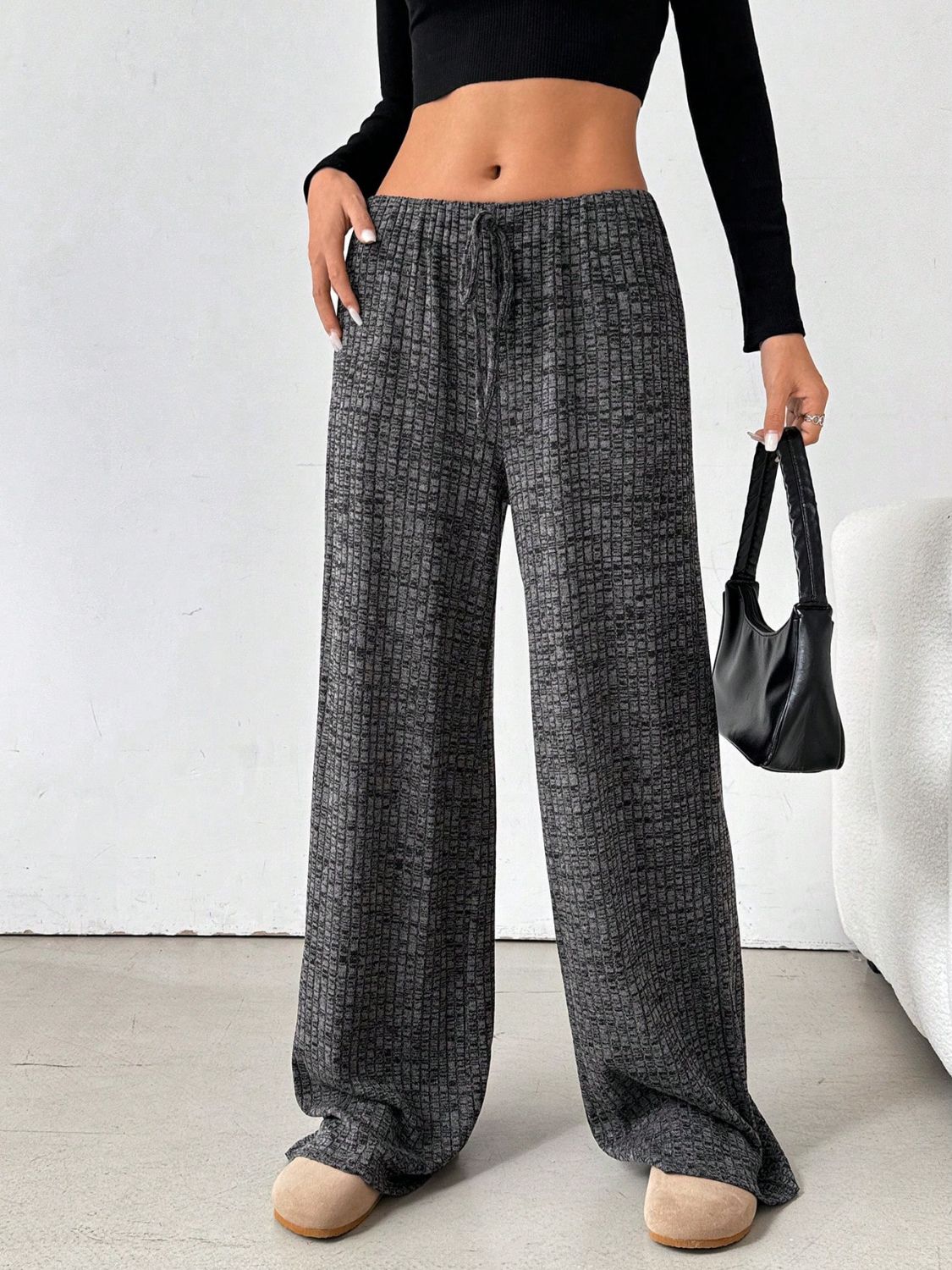 Aura Stylo - Tied Striped Wide Leg Pants