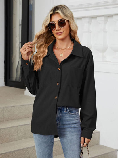 Aura Stylo - Button Up Long Sleeve Shirt with Breast Pockets