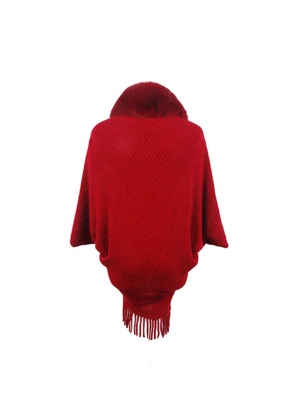 Aura Stylo - Open Front Fringe Hem Poncho