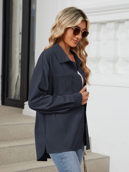 Aura Stylo - Button Up Long Sleeve Shirt with Breast Pockets