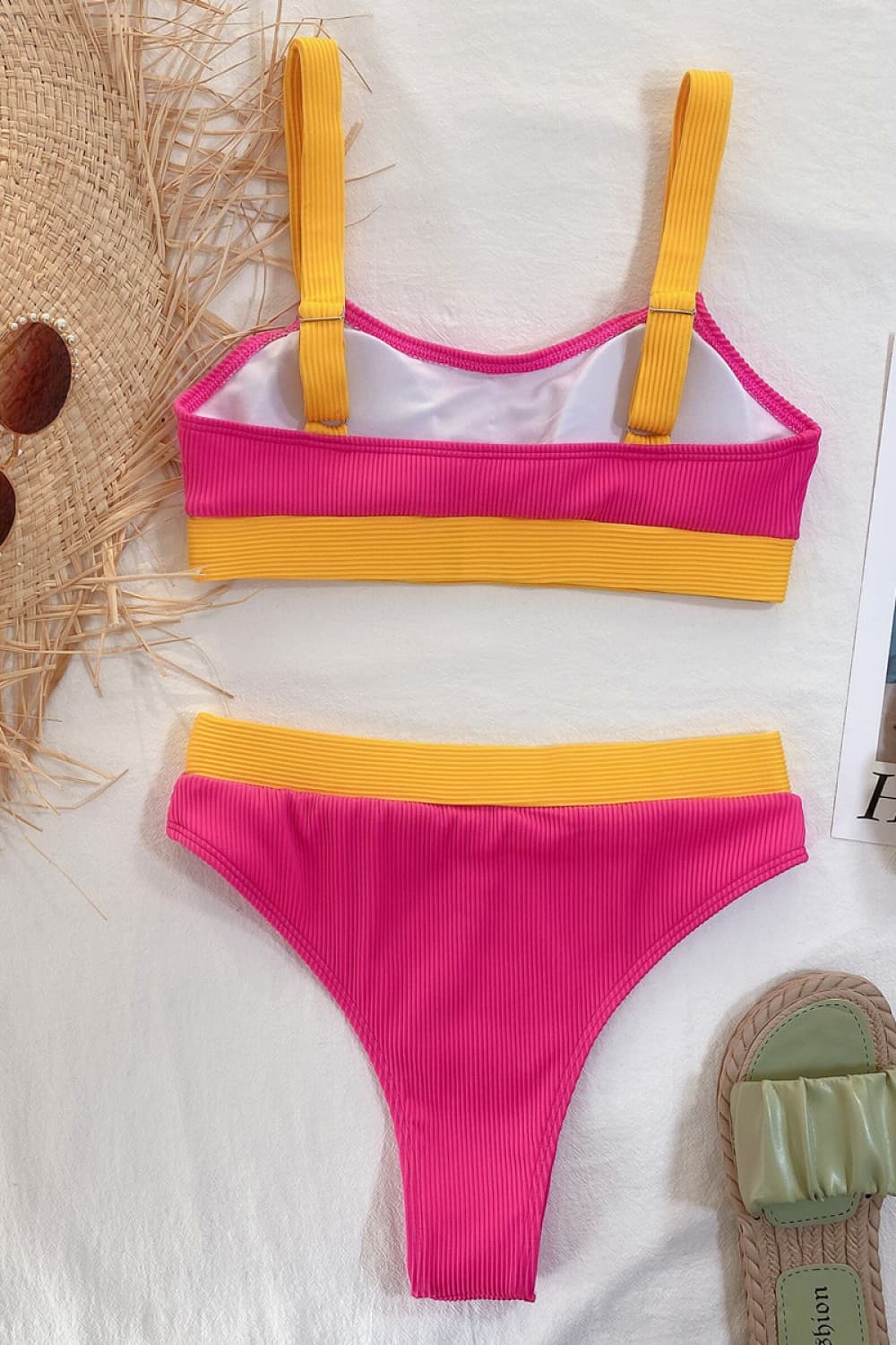 Aura Stylo - Color Block Scoop Neck Bikini Set