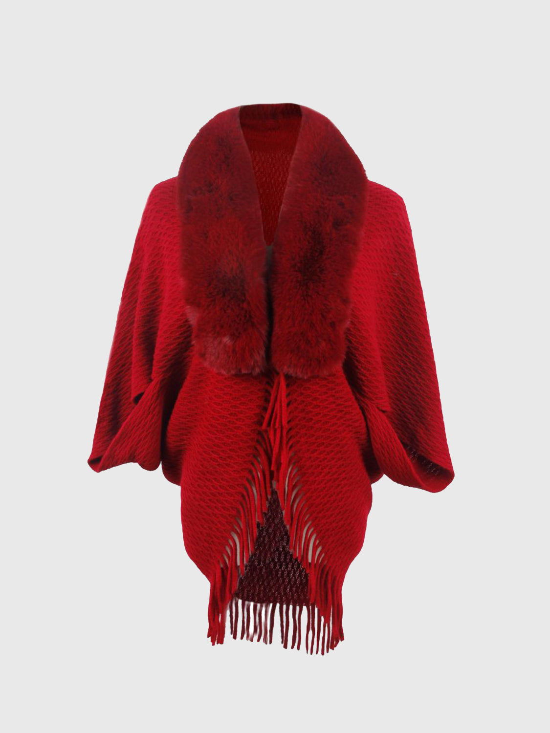 Aura Stylo - Open Front Fringe Hem Poncho