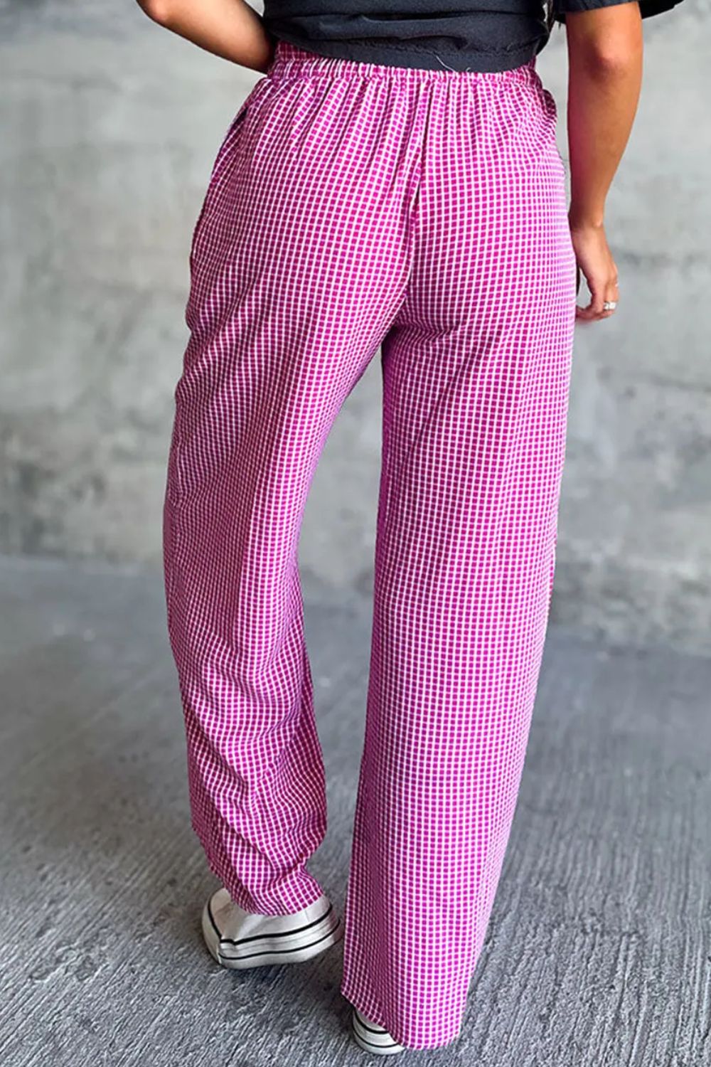 Aura Stylo - Plaid Wide Leg Pants with Pockets