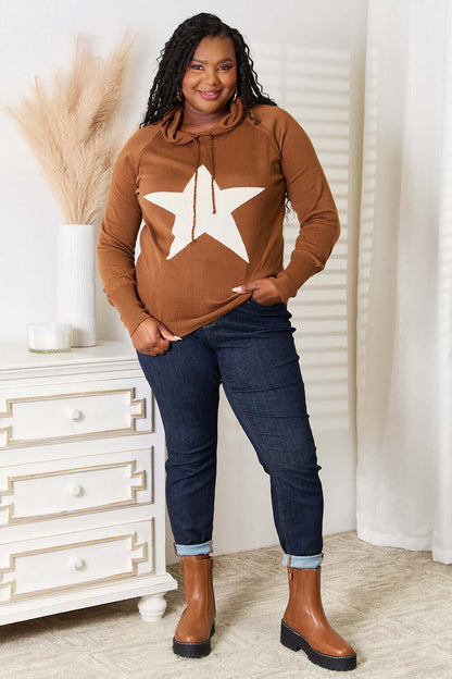 Aura Stylo - Heimish Full Size Star Graphic Hooded Sweater