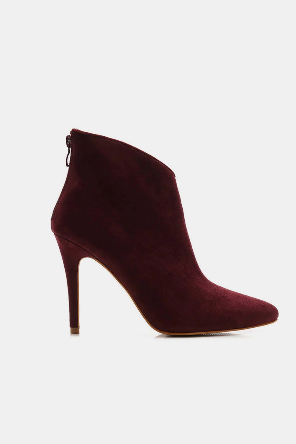 Aura Stylo - Beast Fashion Suede Stiletto Ankle Booties with Back Zippers