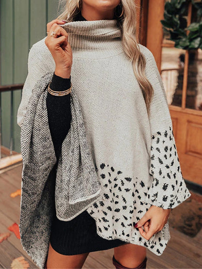 Aura Stylo - Leopard Turtleneck Poncho