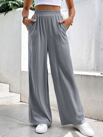 Aura Stylo - High Waist Wide Leg Pants with Pockets