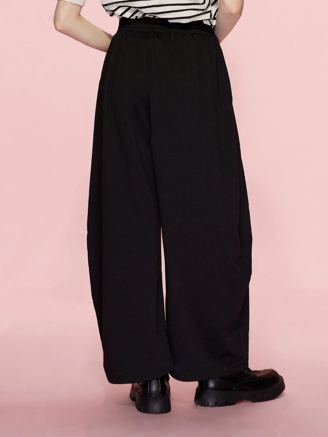 Elastic Waist Wide Leg Pants with Pockets