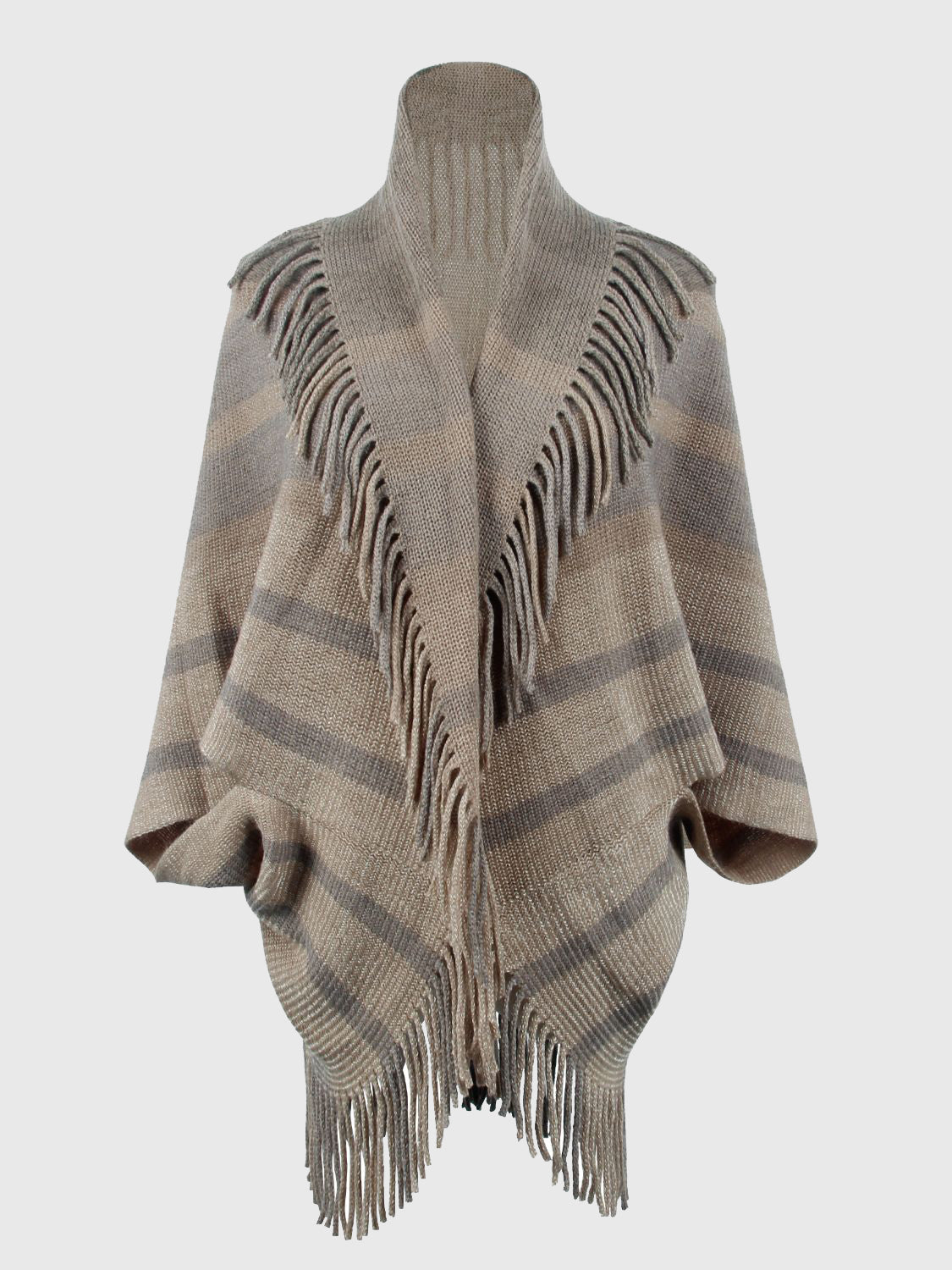 Aura Stylo - Fringe Detail Open Front Poncho