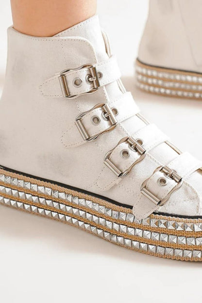 Aura Stylo - Beast Fashion Multi-Buckle Straps Studded Platform Sneakers