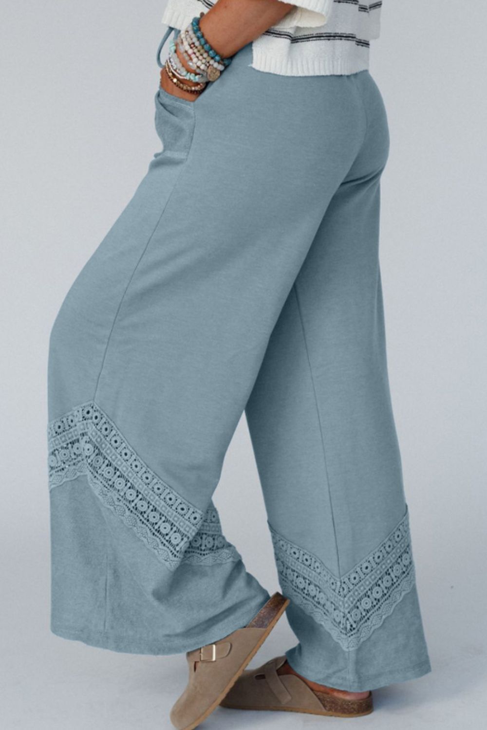 Aura Stylo - Lace Detail Wide Leg Pants