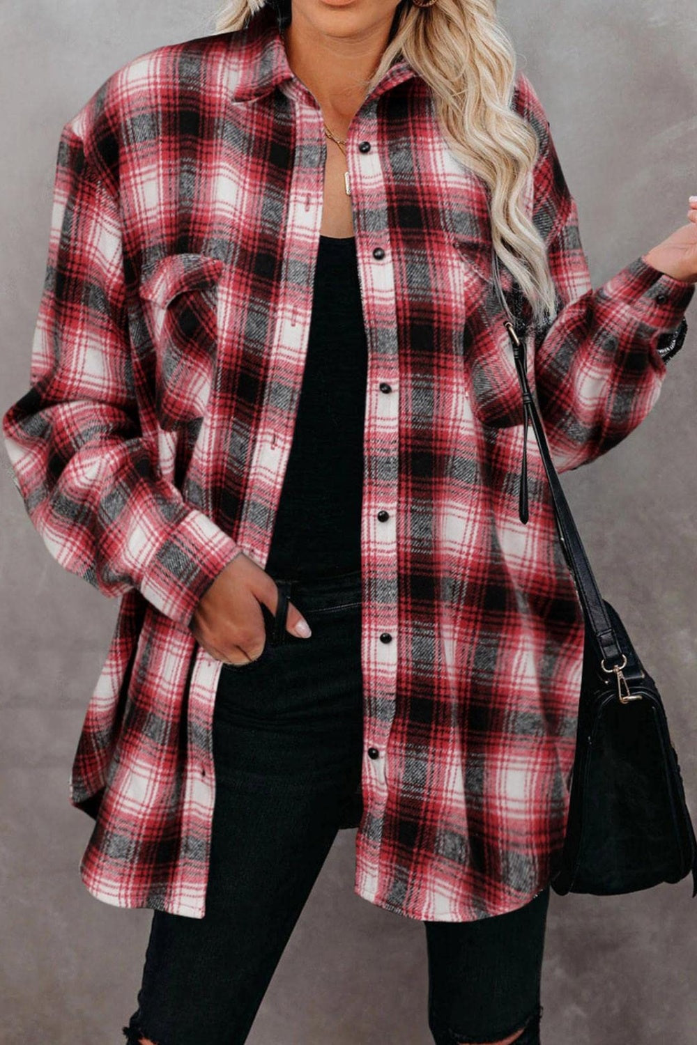 Aura Stylo - Full Size Plaid Collared Neck Long Sleeve Shirt