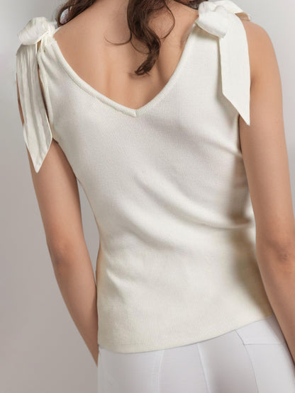 Fashionable V-Neck Tie Shoulder Tank